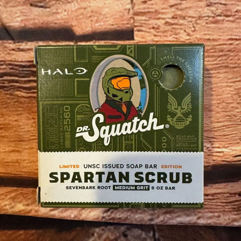 Dr Squatch Halo Spartan Scrub Soap Bar Limited Edition Xbox Master Chief 5oz New